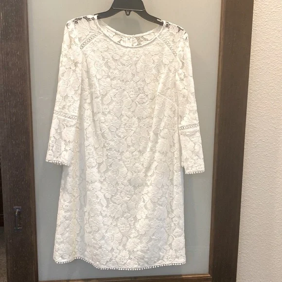 Vince Camuto 3/4-Sleeve Lace Dress - Black 12